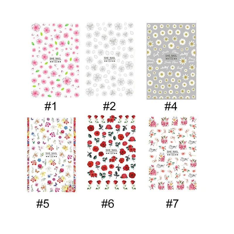 1 шт. 3D-наклейки для ногтей цветок роза лист бабочка | Красота и здоровье