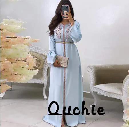 

Simple Satin Moroccan Kaftan Evening Dresses Flare Sleeves Mother Dress Arabic Muslim Special Occasion Formal Party Gown