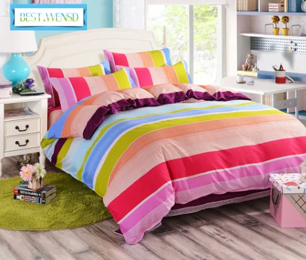 Комплект постельного белья из 4 предметов в полоску зимний комплект пододеяльник