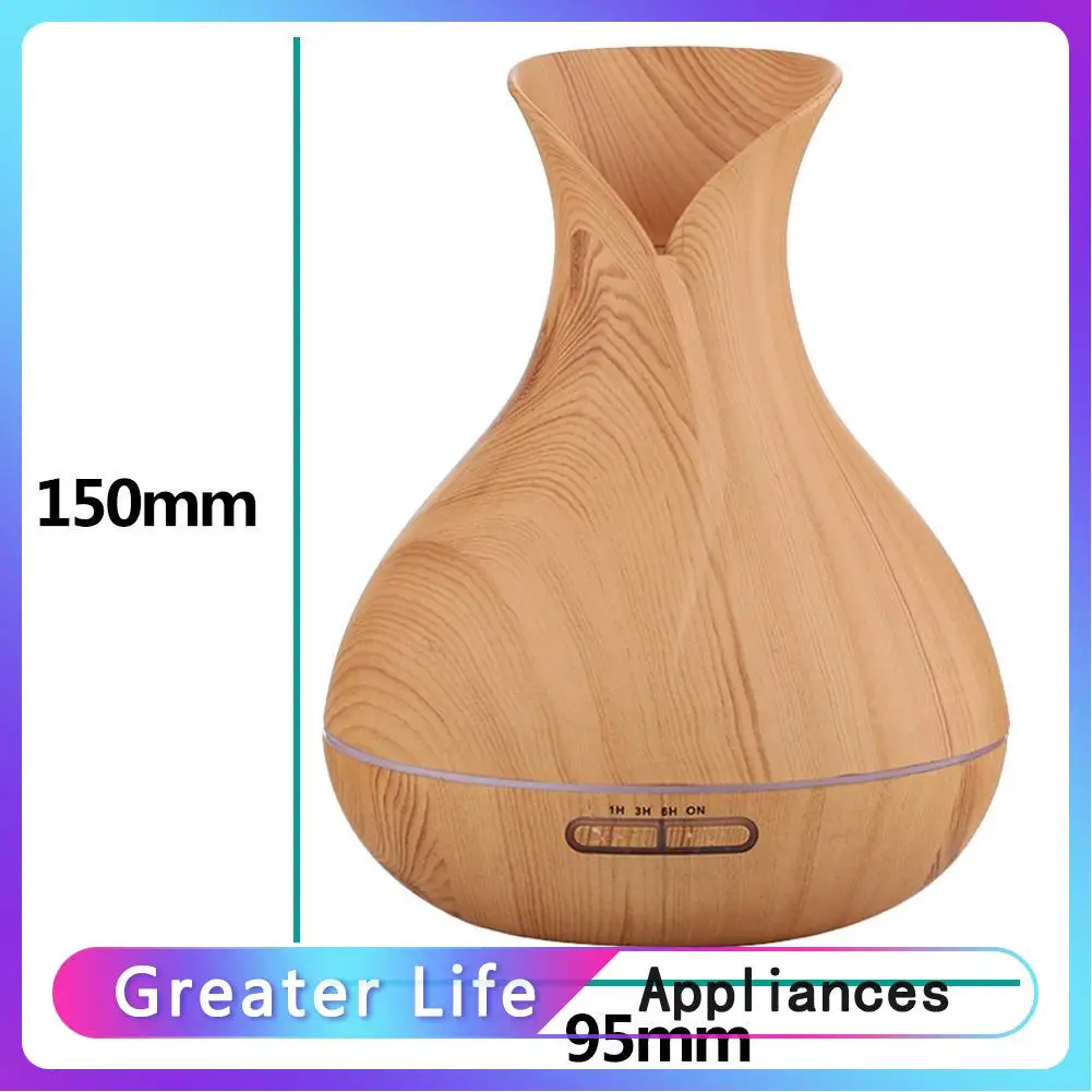 

450ml USB Air Humidifier Wood Grain Aroma Essential Oil Diffuser Ultrasonic Air Humidifier for Home with Led Night Light