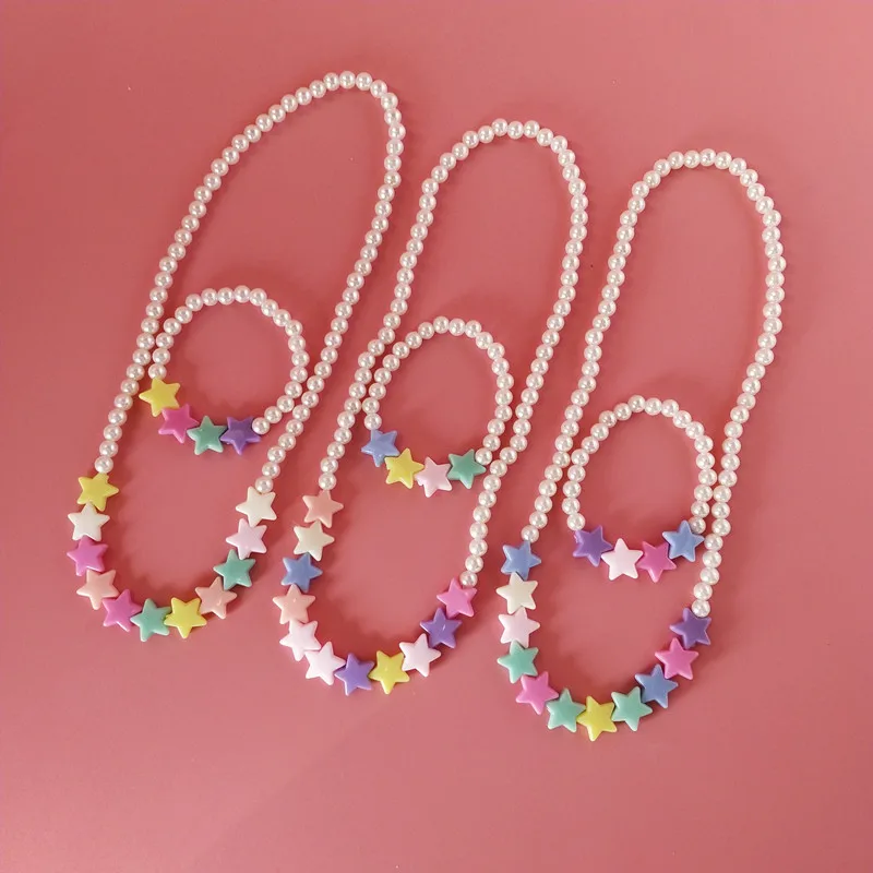 Hot New Mode Style 5Pcs Multicolor Children Necklace Acrylic star ball Beaded For Promotion Birthday Gift |