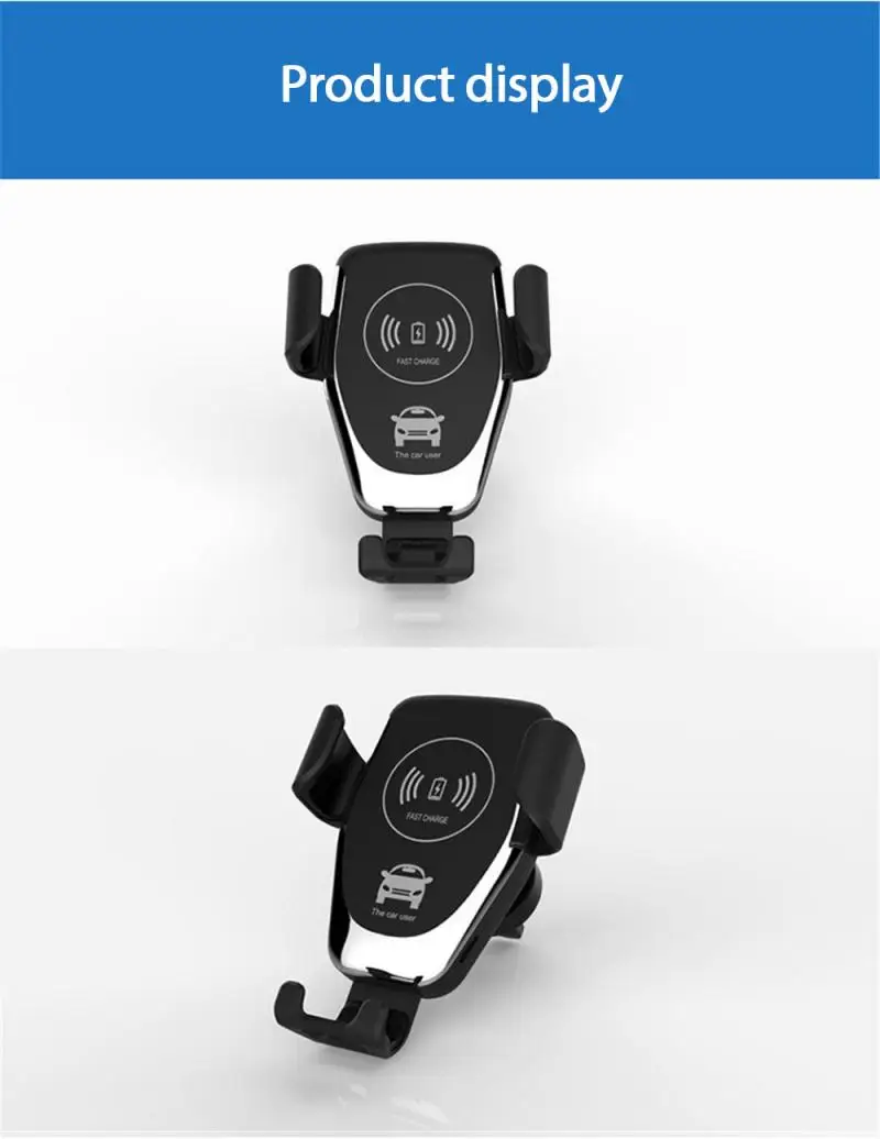 

10W Anti-shock Fast Qi 360 Rotatable Wireless Charger Car Air Outlet Holder USB Car Mobile Phone Holder Car Accessories