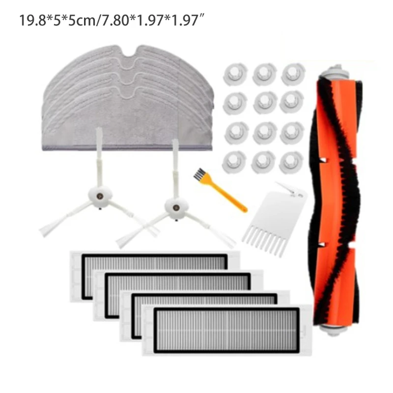 

T8NA 25Pcs Robotic Electric Vacuum Cleaner Dust Collector Replacement Parts Accessories Roller Side Brush Water Tank Filter Mop