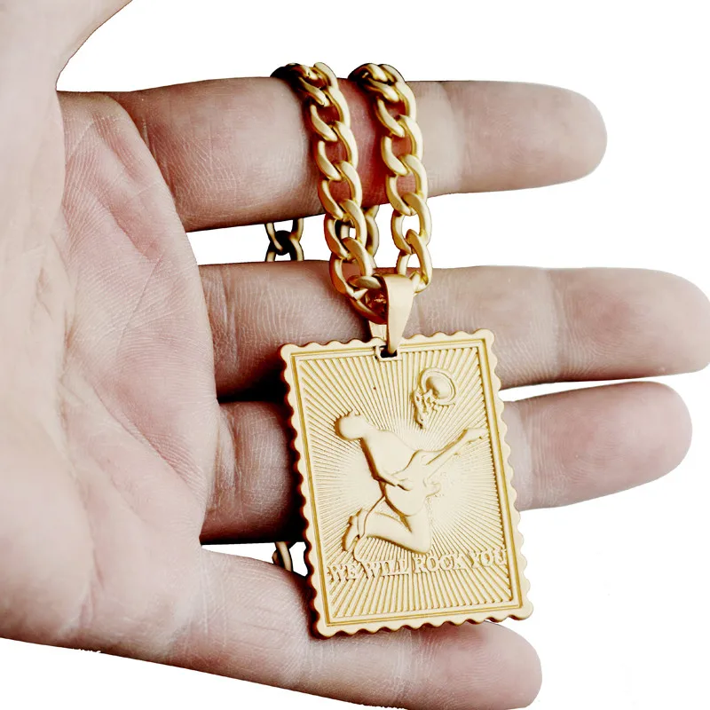 3D Rilievo музыкальный кулон в стиле хип-хоп ожерелье браслет из нержавеющей стали