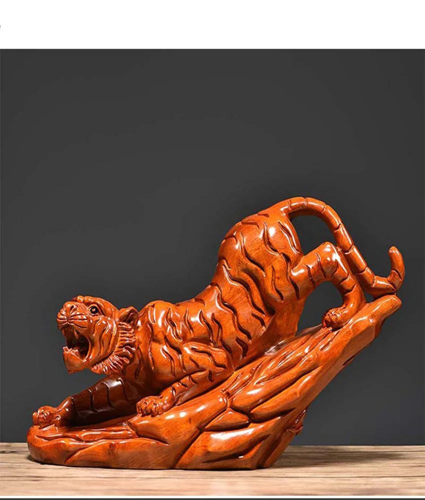 

Lucky Solid Zodiac Tiger Carving Ornament Who Dashing Down A Mountain Home Furnish And Decorate Gift Foyer Decoration