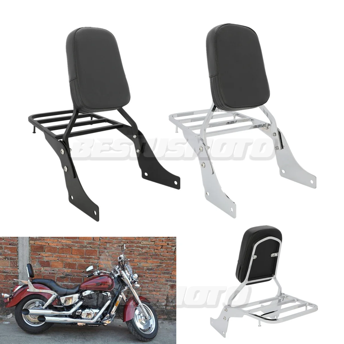 Мотоцикл спинки Sissy бар с багажной стойкой для Honda Shadow ACE Sabre 1100 VT1100 VT все годы -
