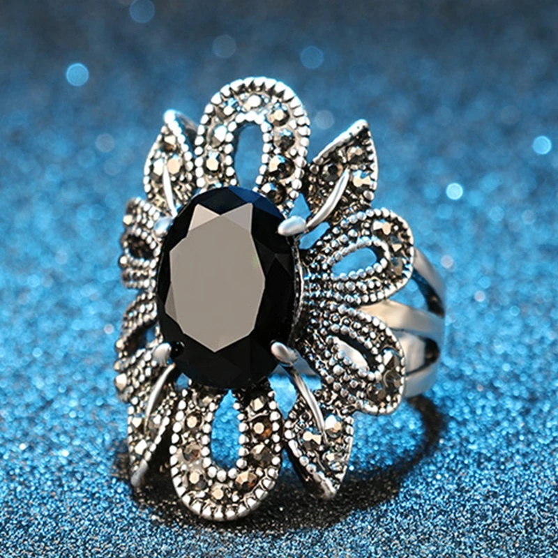 Женское кольцо с фианитом Винтажное в европейском и американском стиле цветами