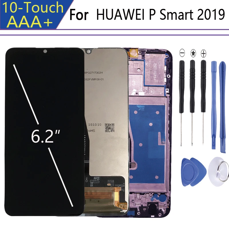 10 сенсорный 6 2 дюймовый ЖК дисплей для Huawei P Smart 2019 с рамкой POT LX1 L21 LX3 pantalla|Экраны