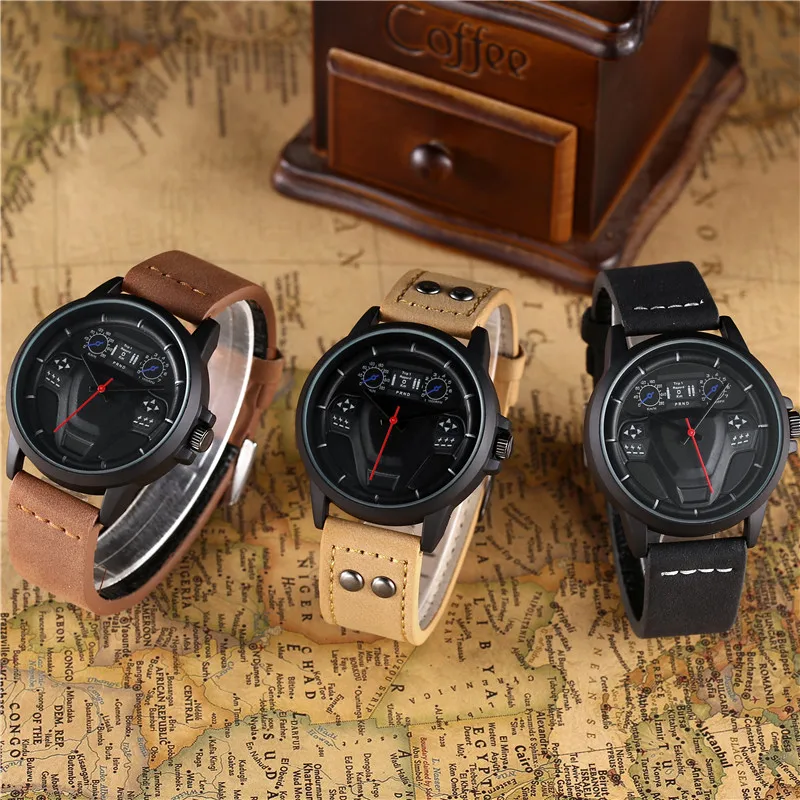 Новые трендовые Мужские часы с циферблатом для автомобиля повседневные