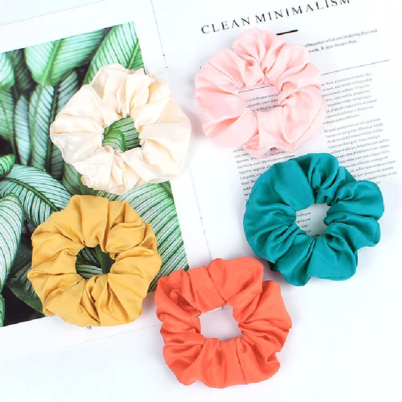 Solid Color Silk like Scrunchie Hairbands Hair tie Accessories Satin Stretch Ponytail Holders Handmade Gifts |