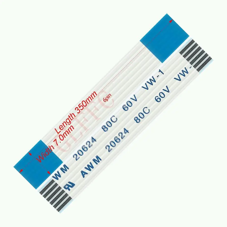 6pin 1,0 шаг 350 мм-2900 мм A-Тип Гибкий плоский кабель FFC awm 20624 ROHS для TTL LCD DVD Компьютера