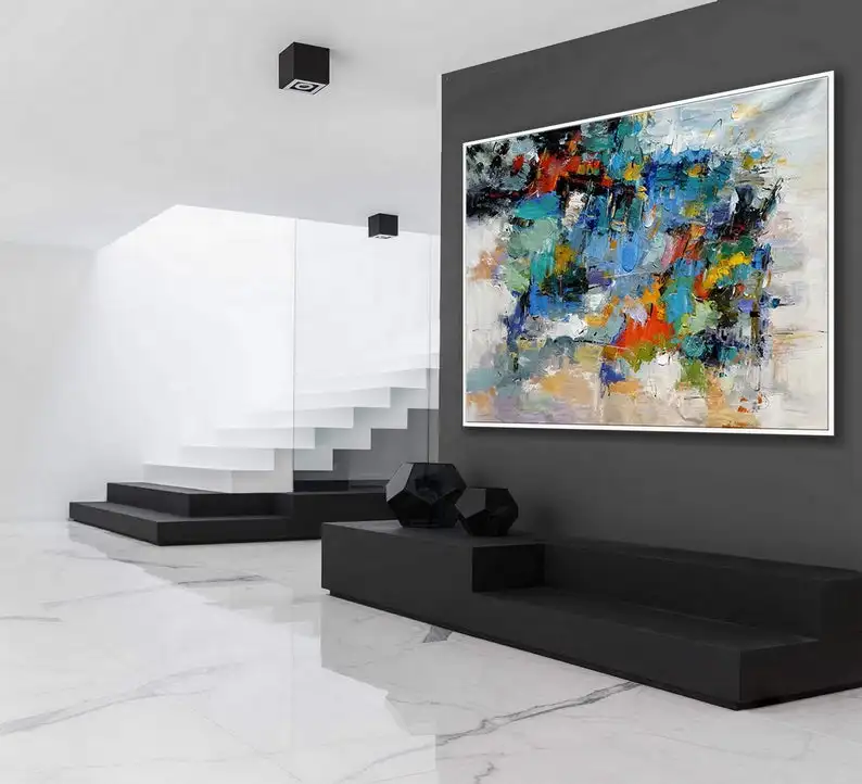 Kopen Hand Geschilderd Moderne Schilderkunst Canvas Art Home Decor Hedendaagse Abstract Grote Wall Art Super Grote Oversize Acryl Olie Art