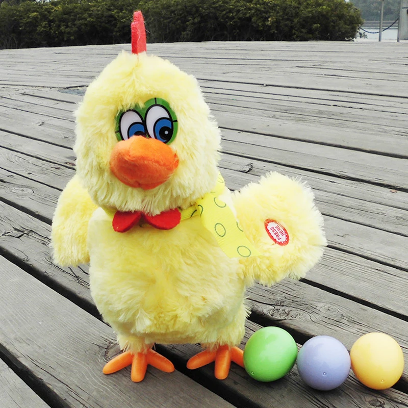 

30cm funny raw chicken hens will lay eggs of chickens crazy singing and dancing electric pet dolls plush toys Christmas gifts