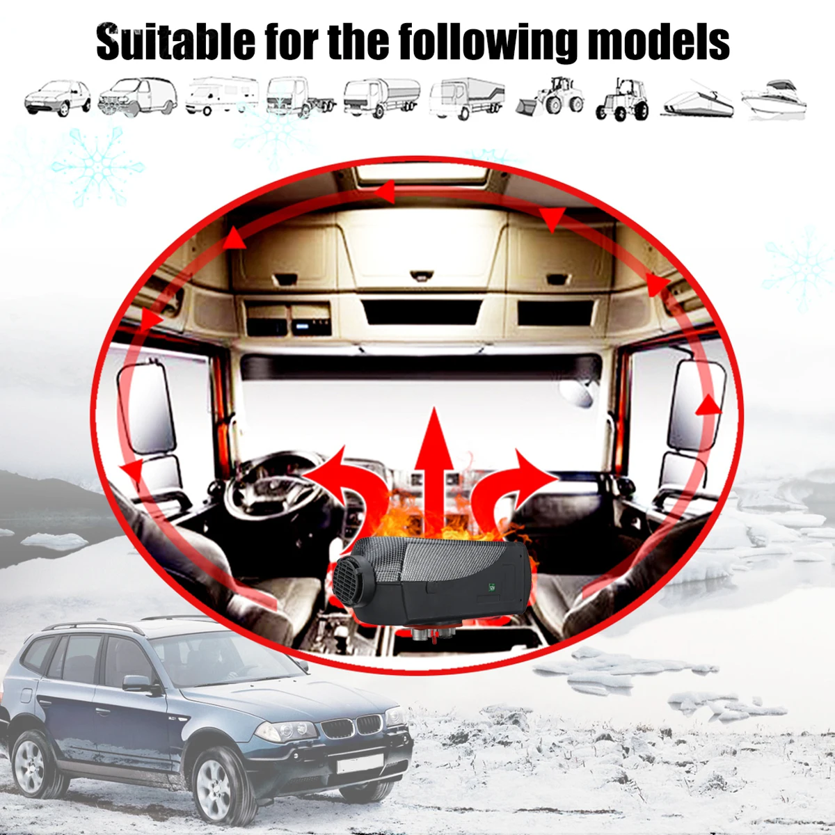 

flash Sale Car Air Heater 5KW 12V 5000W LCD Monitor diesels Heater Single Hole For Boats Bus Car Heater Remote Control Silencer