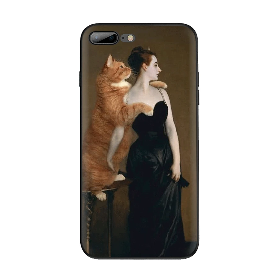 Чехол для iPhone 7 8 6 6s Plus 11 Pro XR X XS Max роскошный чехол известная картина Оранжевый кот