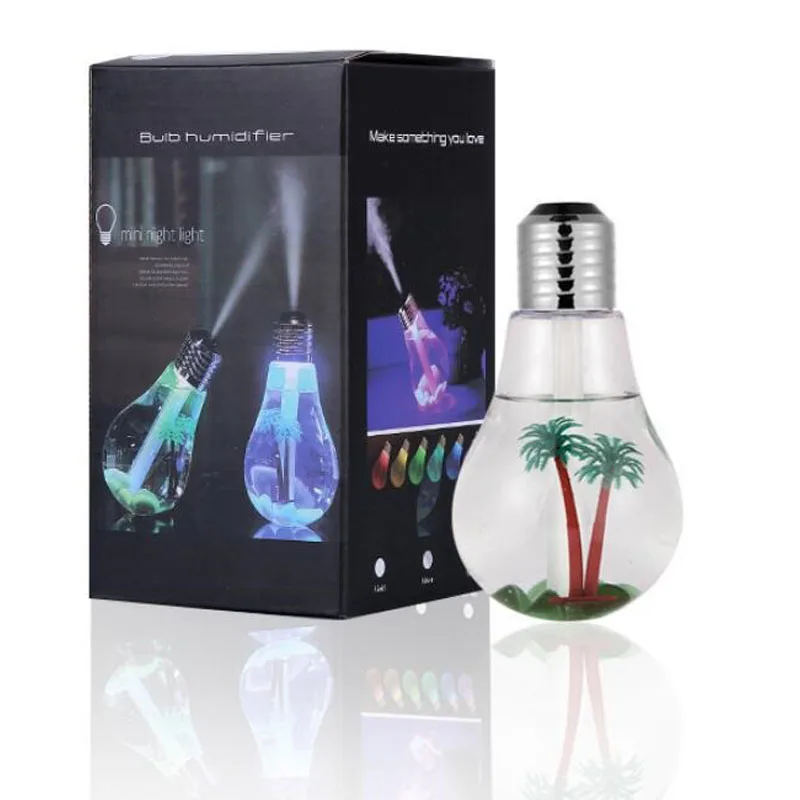 

Creative Bottle Bulb USB Air Humidifier Home Office Mini Aroma Diffuser LED Night Light Aromatherapy Mist Maker humidificator