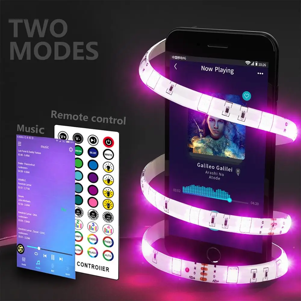 Музыка Bluetooth умная Светодиодная лента управления RGB светильник 5050 5 м/10 м/15 м/20 м