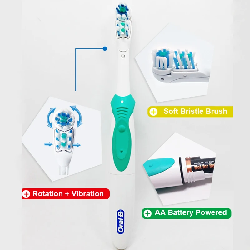 Oral B Cross Action Электрический Зубная щётка вращение двойного Чистота 3D для