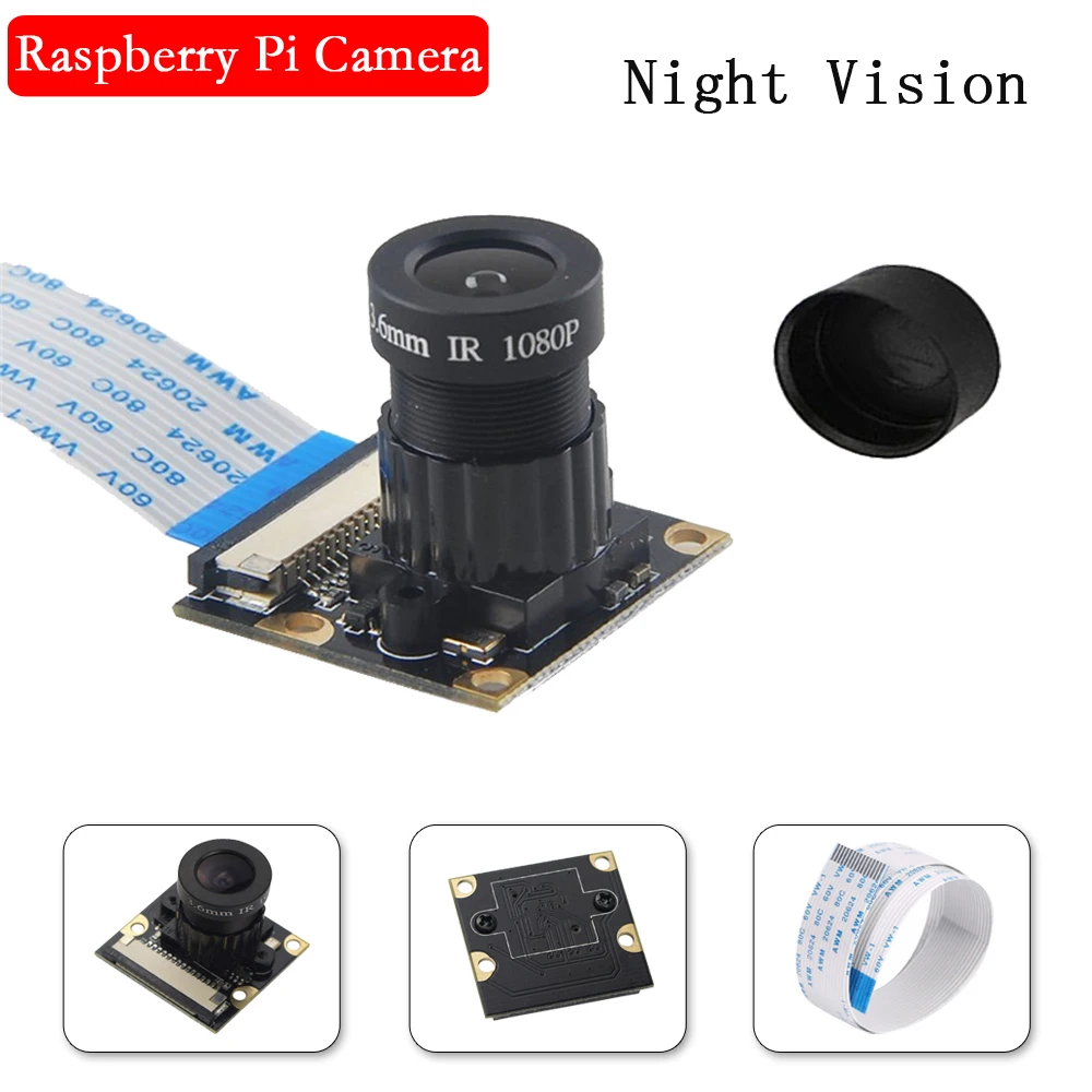 Видеокамера Raspberry Pi 5 Мп OV5647 1080P фокусное расстояние регулируемое с FFC кабелем для 4