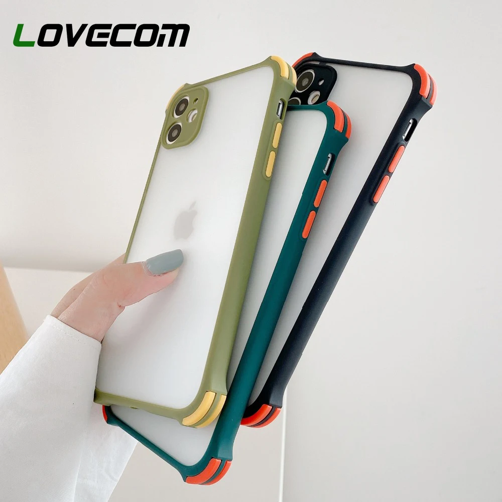 Противоударный чехол LOVECOM для защиты камеры Прозрачный Матовый Бампер iPhone 12 11 Pro