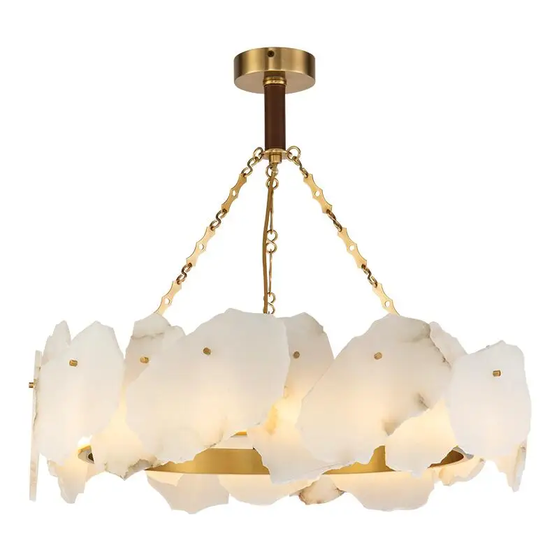 

Люстра в американском стиле, светодиодный шная медная Светодиодная лампа для гостиной, Современная декоративная лампа из натурального мра...