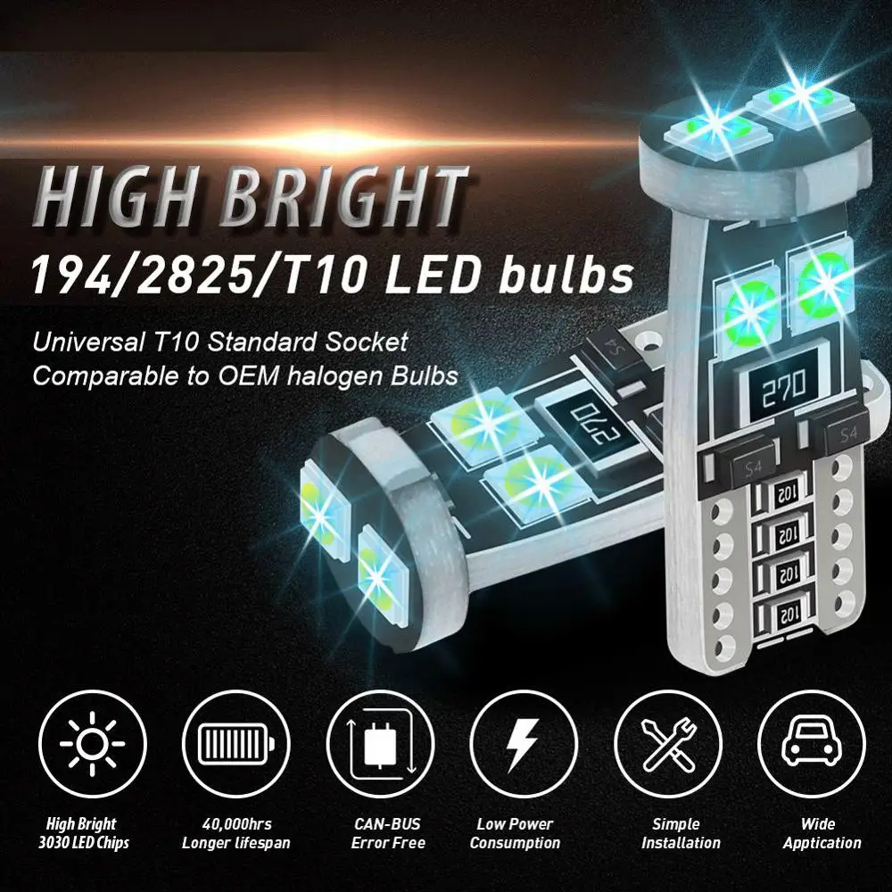 Светодиодная лампа T10 W5W 194 168 3030 6SMD чипы Canbus без ошибок светодиодная парковочная