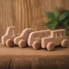 Детская деревянная машинка, Мультяшные Обучающие игрушки Монтессори для детей, игрушки из бука, деревянные кубики для прорезывания зубов