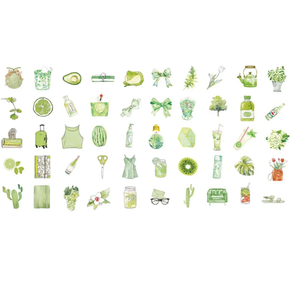 50 шт. милые канцелярские наклейки с растениями для напитков Бумажные Клейкие