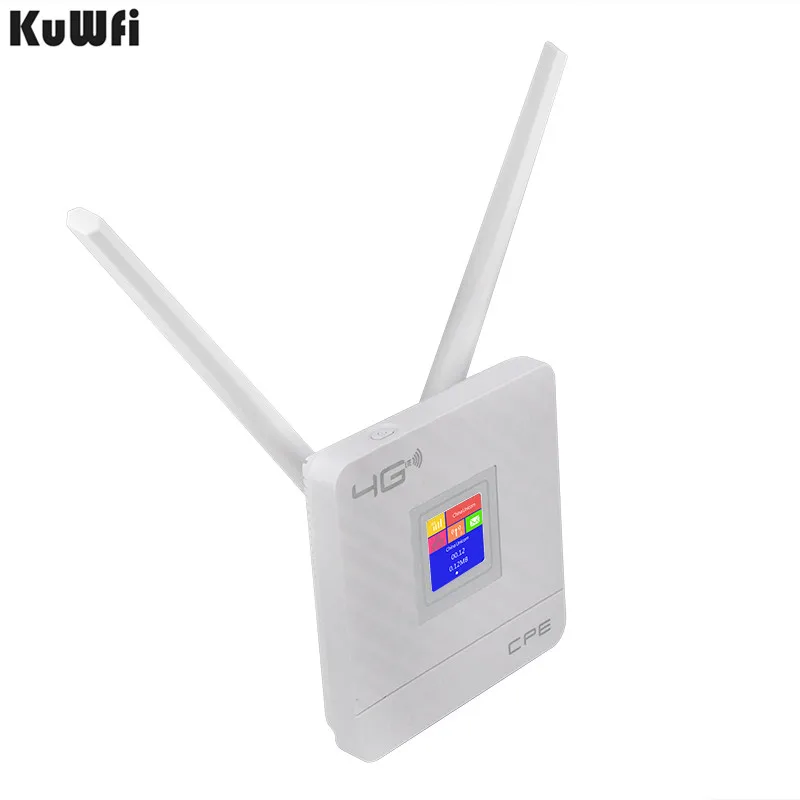 Беспроводной маршрутизатор KuWFi 4G CPE Cat4 LTE с двумя внешними антеннами 3DBI со слотом