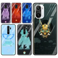 tempered glass case for xiaomi redmi note 10 8 9 pro 9s 10s 8t 9c k40 9a 7 8a k20 luxury phone cover funda genshin impact game