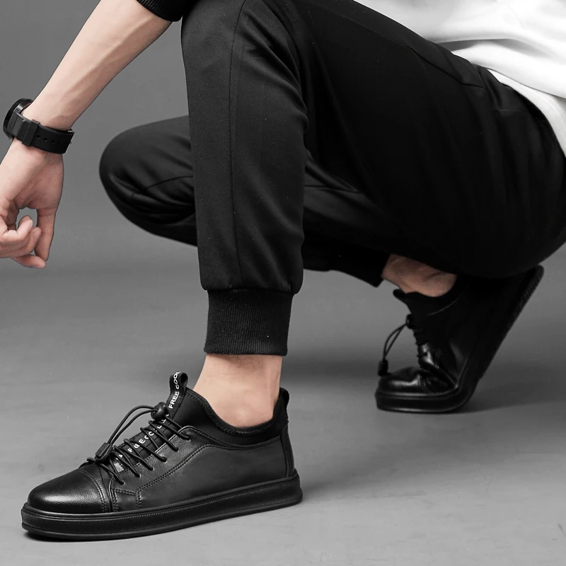 Мужские повседневные кроссовки из натуральной кожи модные брендовые белые