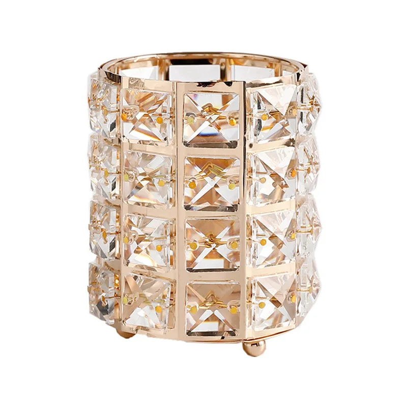 Косметичка для хранения кистей горшок Органайзер Золотой Кристалл Bling Косметическая кисть карандаш держатель подсвечник контейнер для хранения - Цвет: A Gold