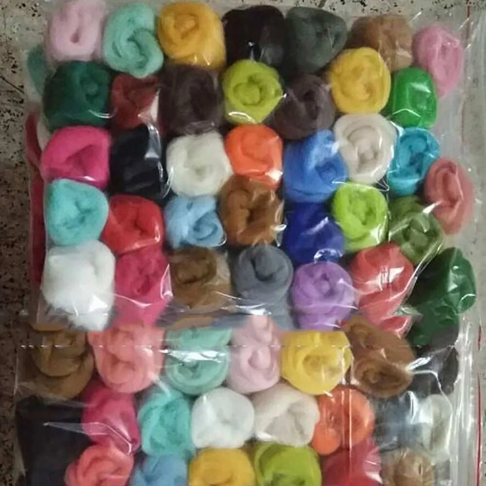 

Retro Lot Of 36 Colors Merino Wool Fiber Roving For Needle Felting Hand Spinning Handmade DIY Material Supplies