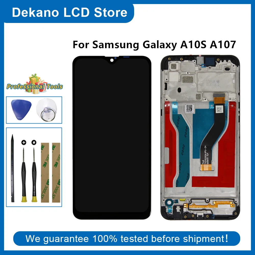 

ЖК-дисплей для Samsung Galaxy A10S 2019 A107 A107FD A107M A107F/DS A107M/DS, сенсорный экран, дигитайзер, рамка в сборе, черные инструменты
