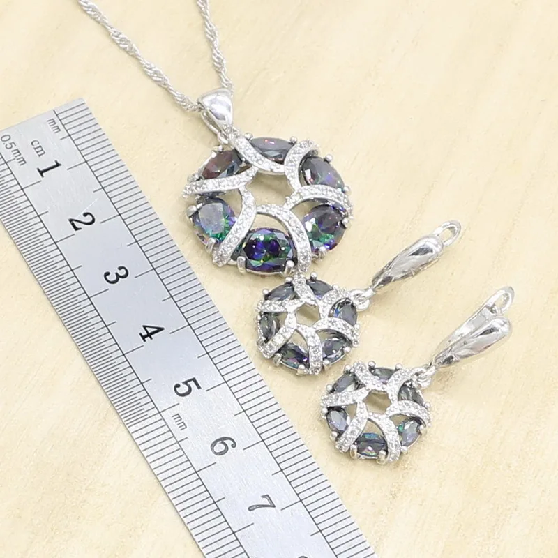 Набор украшений для женщин набор из разноцветного циркония серебряного цвета |