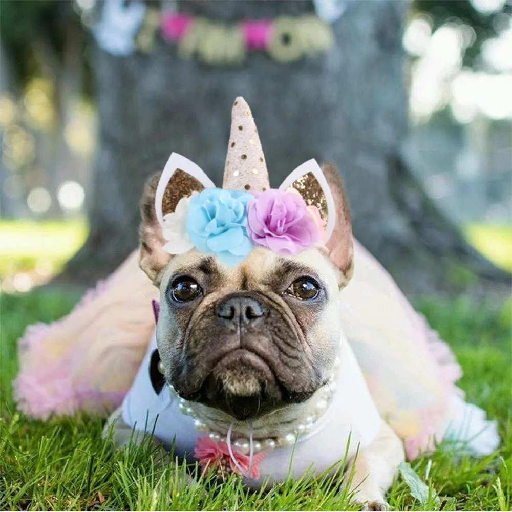 Головной убор в виде собаки с цветком головной на день рождения забавными