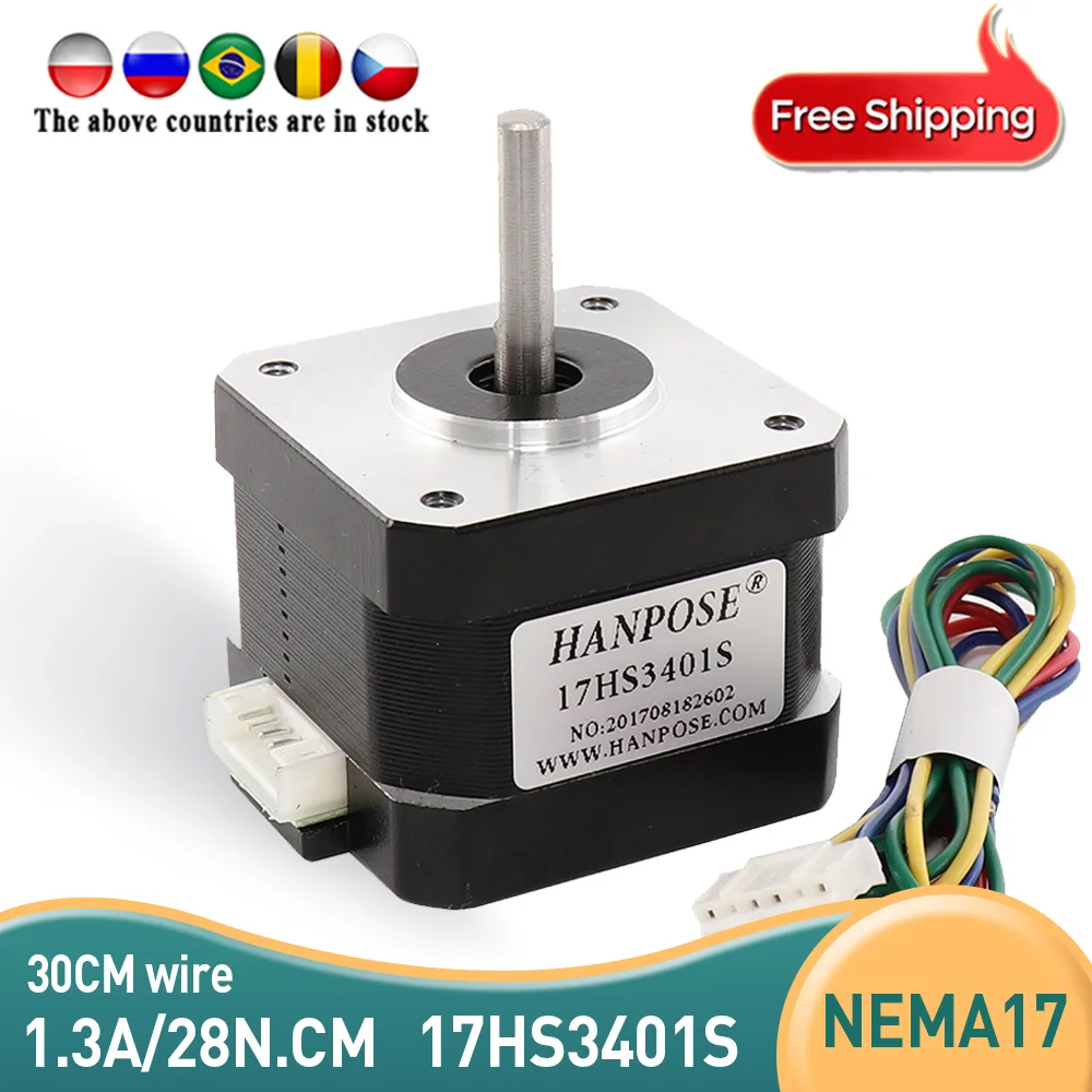 Бесплатная доставка Nema17 шаговый двигатель 17HS3401S 4 свинец 42 42bygh 34 мм 1.3A CE Рош ISO