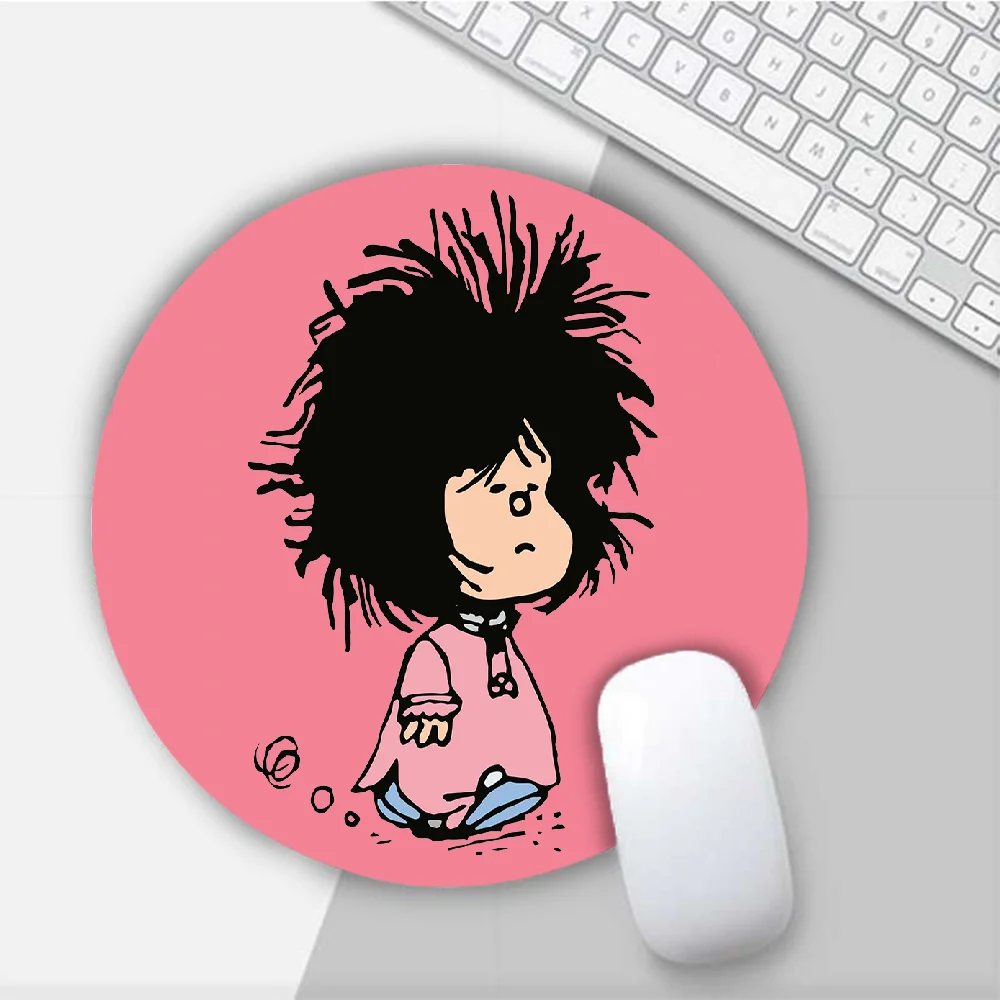 

Mafalda Cartoon Cute Girl Round Mouse Mat Gaming Mouse Pad For PC Laptop Notebook 20x20cm Gamer Desk Pad