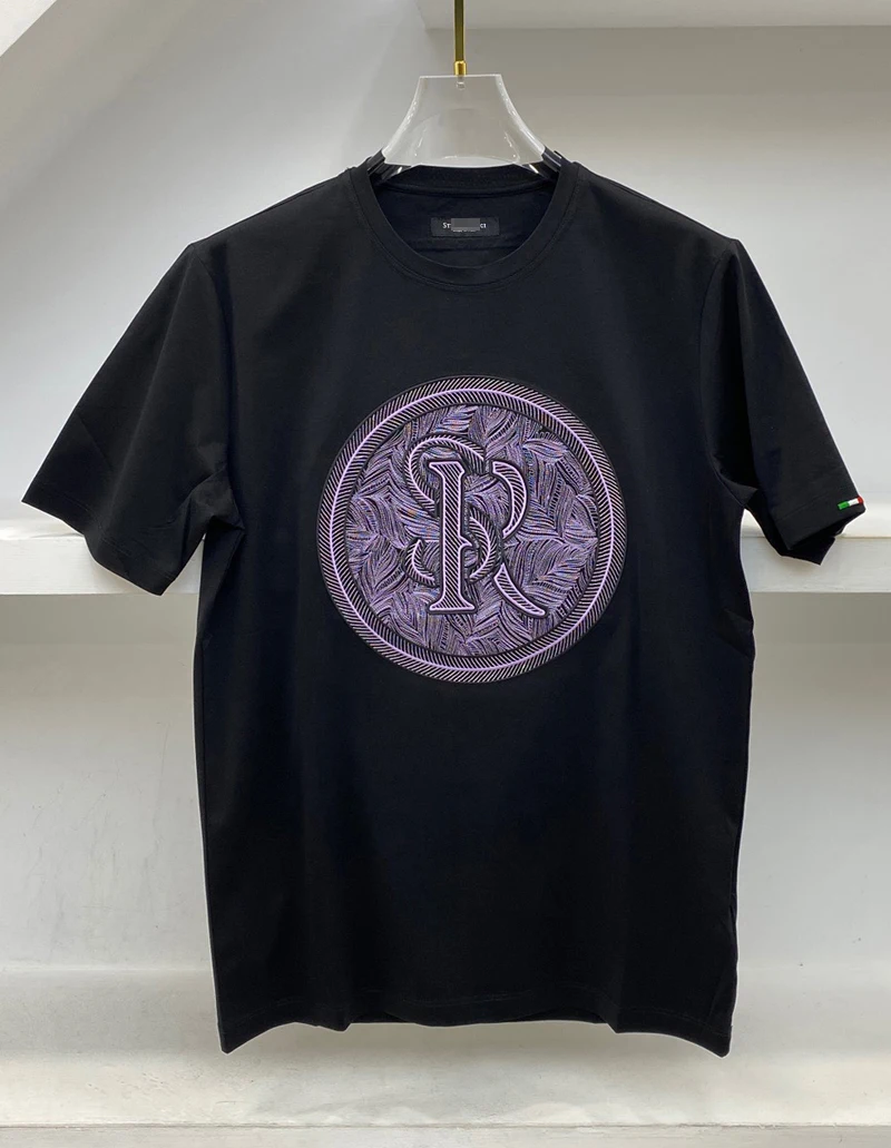 Футболка мужская хлопковая с круглым вырезом модная дышащая тонкая рубашка