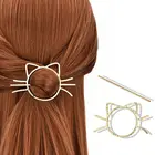 Женская Геометрическая заколка для волос Meow Cat, милая металлическая скользящая расческа, заколка для волос, шаль, брошь, Стайлинг, держатель для конского хвоста, приспособление для пучка