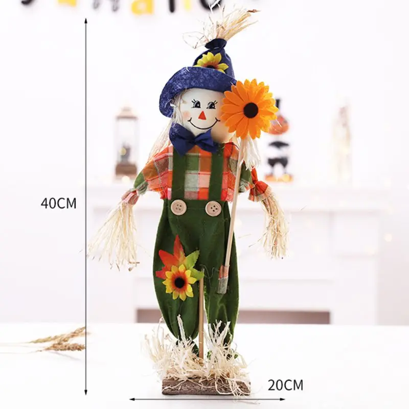 Scarecrow Fall Decor 2 Pack Small Standing with Flower Harvest Halloween Decoration | Дом и сад
