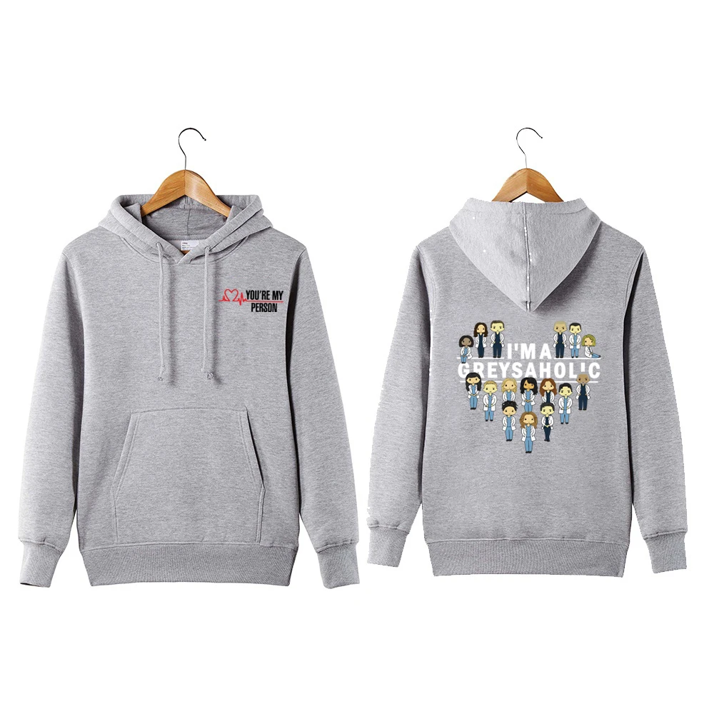 Толстовка с рисунком анатомии Greys толстовка капюшоном GRAYSAHOLIC You are my person спереди и
