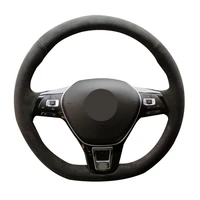 car steering wheel cover diy non slip black suede for volkswagen vw golf 7 mk7 new polo passat b8 tiguan sharan jetta