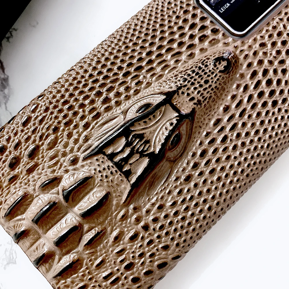 

Luxury 3D Crocodiel Genuine Cowhide Leather Phone Case For Huawei P40 Pro P40 Case Shockproof Hard PC Cover For Huawei P40 Funda