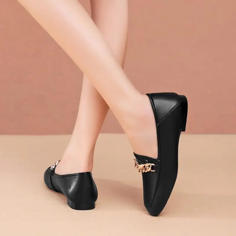 

KemeKiss 2021 Fashion Real Leather Shoes Women Flat Heel Shoes Spring Working Office Lady Women Footwear Size 34-39