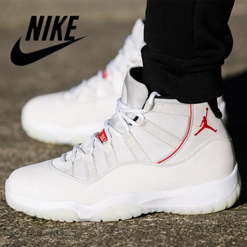 

Free shipping Air AJ 11 men basketball shoes platinum matiz cap and dress unc gym red range male trainer 378037-003.