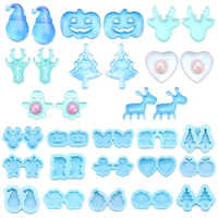 resin crafts elk uv epoxy santa claus resin silicone mould earrings resin mold merry christmas ear studs molds