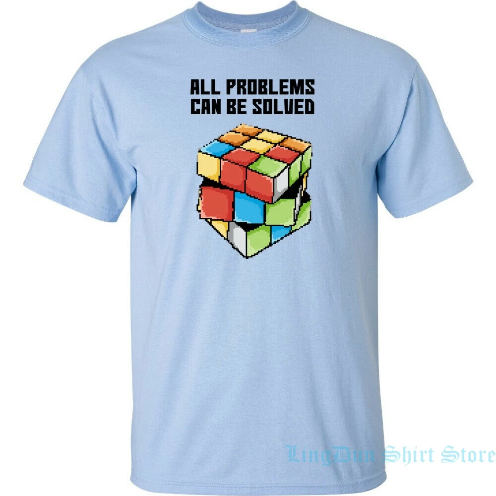 Любую проблему можно решить Куб 8 бит Ретро футболка Винтаж 80s игры Пиксельной