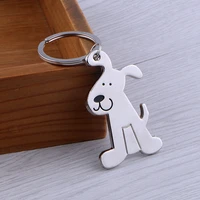 female alloy metal keychain cute shiny linghting dog cat key ring for women men girl bag jewelry pendant ring