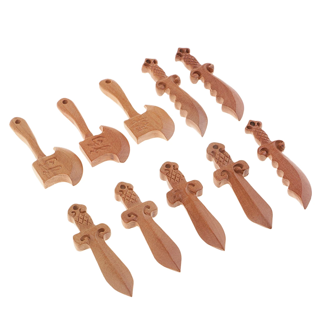 

10pcs Peach Wood Dagger Axe Decorative Pendant DIY Handicrafts Making